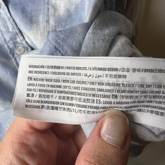 Abercrombie & fitch linen boyfriend‎ button up top blue tie dye women’s size S - Picture 8 of 9